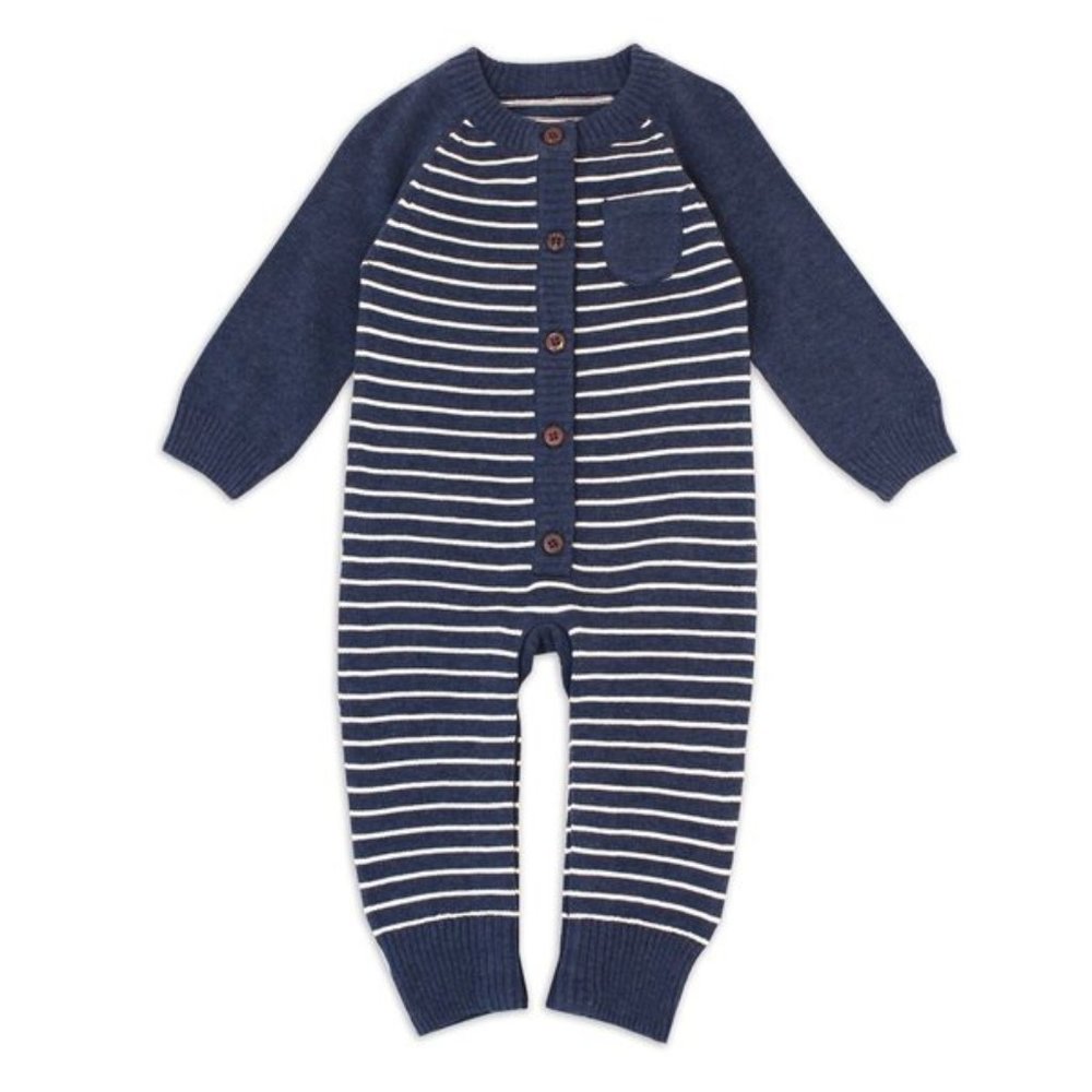 VIVERANO ORGANICS - Milan Stripe Sweater Knit Jumpsuit - Navy